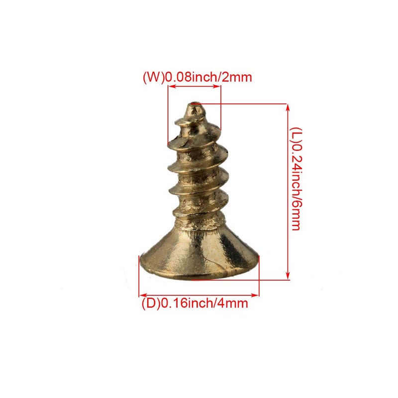 RDEXP Yellow Iron Hardware Flat Head Wood Screw Self Tapping Screws (2 x 6mm) - Image 4